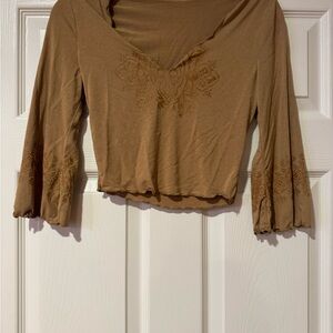 SHEIN Brown Embroidered like Blouse